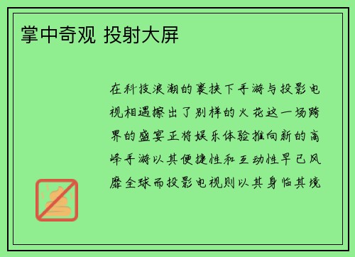 掌中奇观 投射大屏